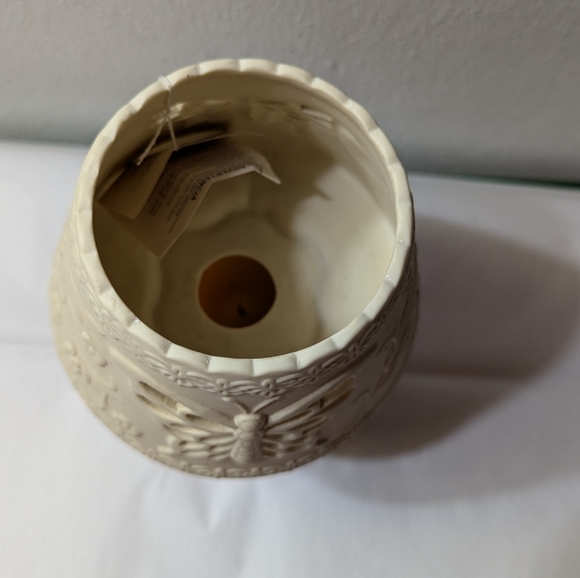 Home Interiors Candle Vanilla Cream Jar 15.5 oz & Floral Butterfly Shade Nwt - Picture 4 of 7